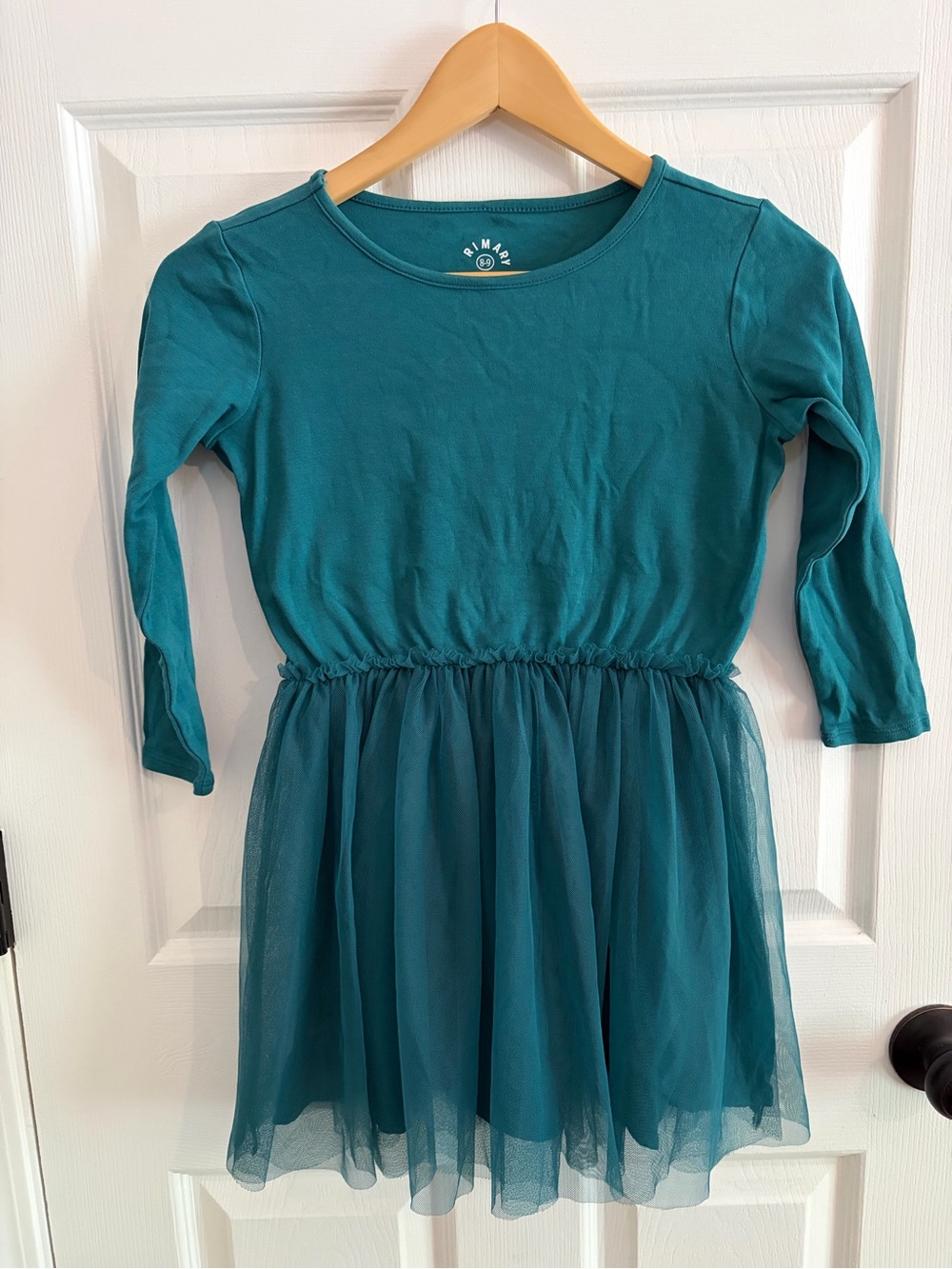 Primary Teal Long-Sleeve Tulle Skirt Twirl Dress - Size 8-9